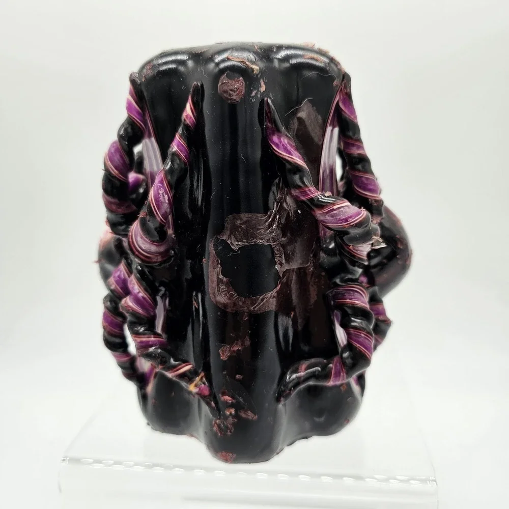 Vintage Hand Carved Ribbon Swirl Spider Candle 5x3